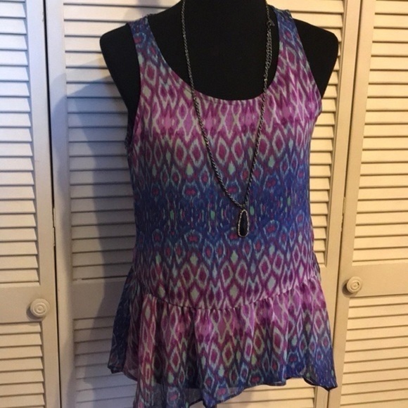 3 for $30 Peplum style purple & blue blouse Small - Picture 9 of 9
